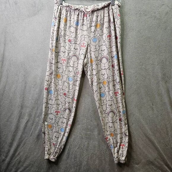 Care Bears Pants Womens Sz Medium White Pajamas Drawstring Elastic Sleepwear - Picture 1 of 10